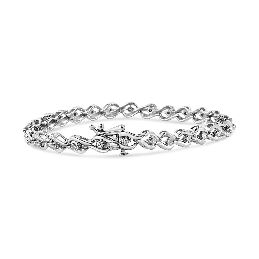 Clarity) Link I3 Sterling - Cttw (I-J .925 Color, 1/10 Promo Round-Cut 7.25" Diamond wristband Silver