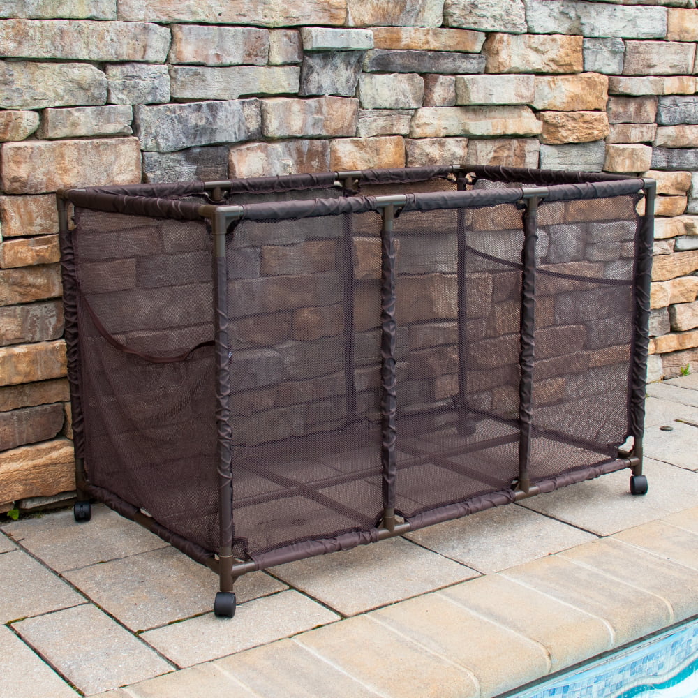 Style (43" Height, Kids Large, and Floats Organizer Bin, Pool Holder, L Rolling x Noodles 28" x Storage 25" Yours W Balls, H), Brown Equipment 563009 Essentially Toys, Mesh