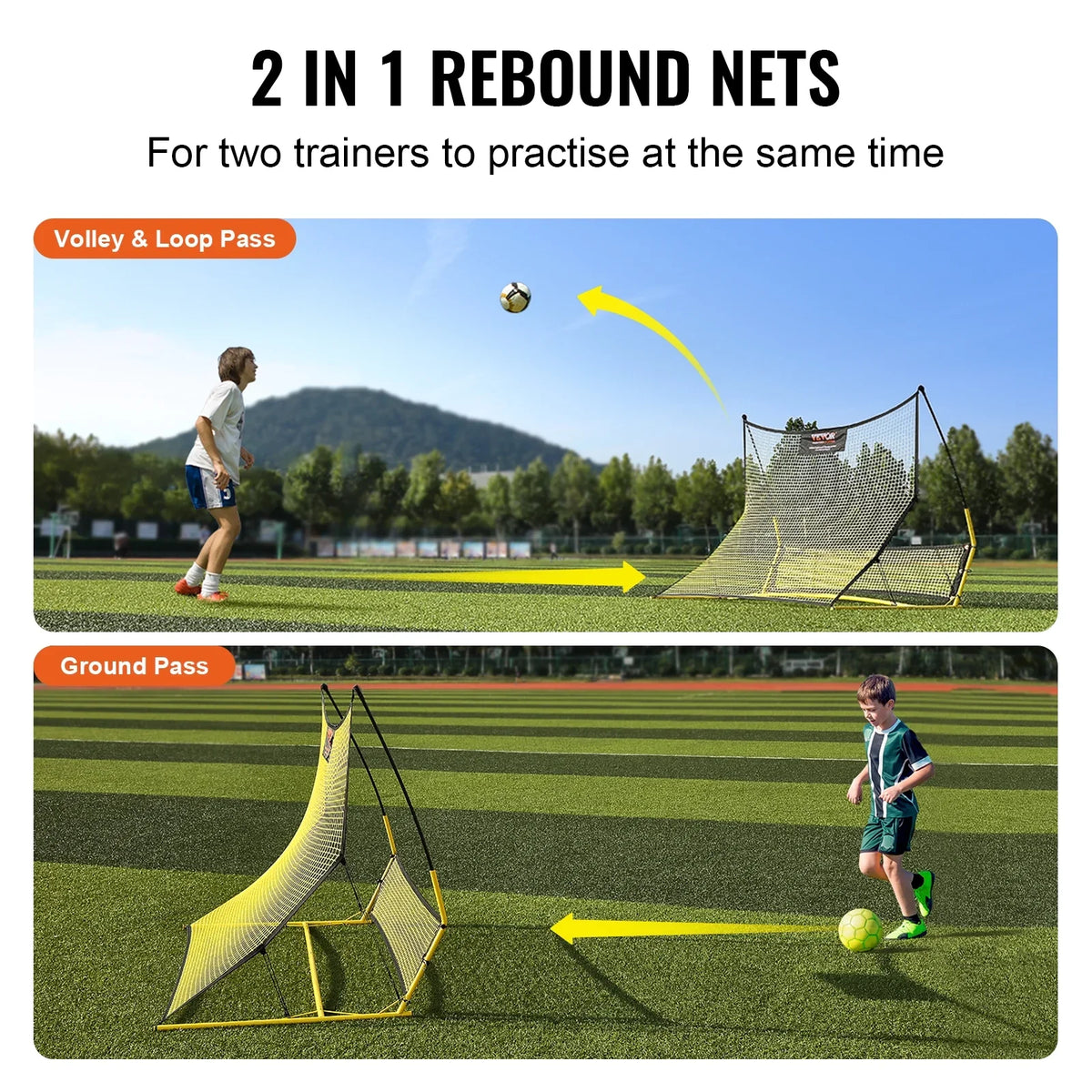 Portable BENTISM Net Bag Rebounder Trainer 2-IN-1 Portable 71"x40" Soccer Soccer