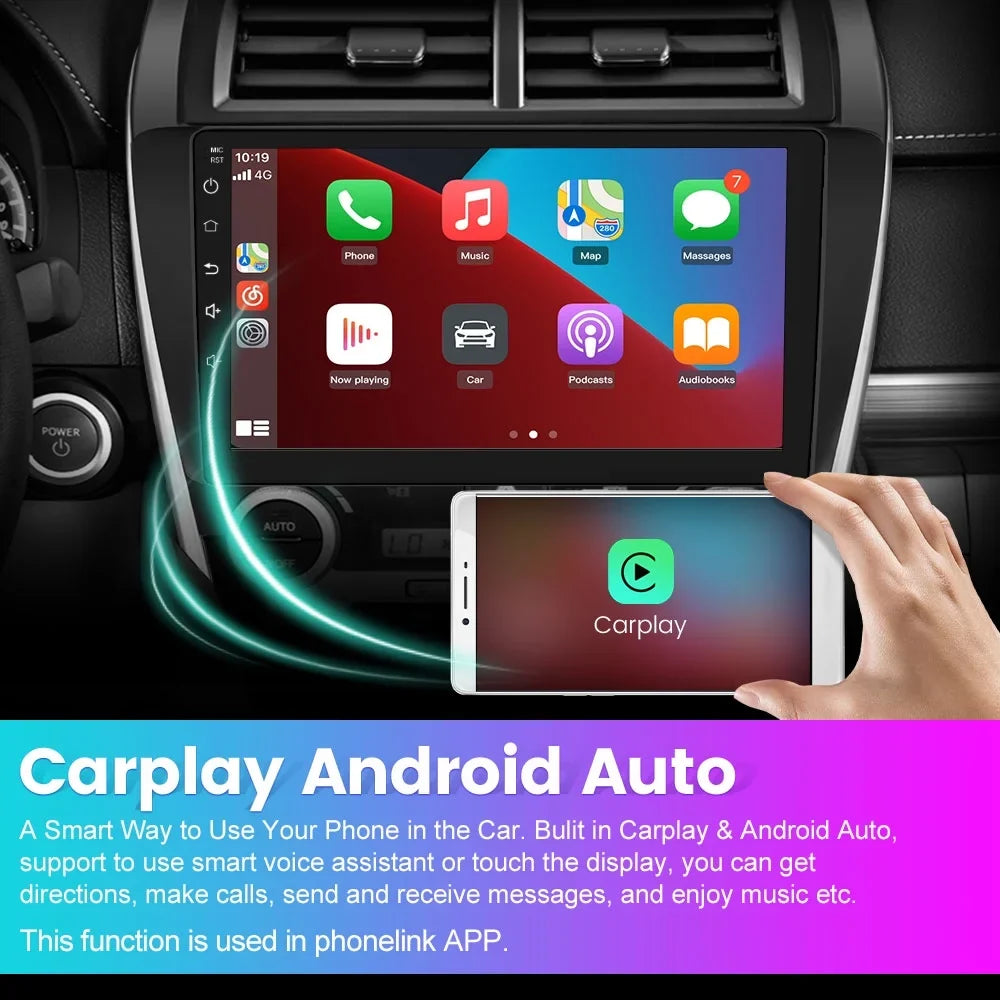 Carplay 10 2013 Camry Auto Car Android 2014, for inch SWC,Bluetooth,GPS Screen 2012 Navigation Support GPS/FM/Wifi/USB, Stereo Touch with Radio Compatible