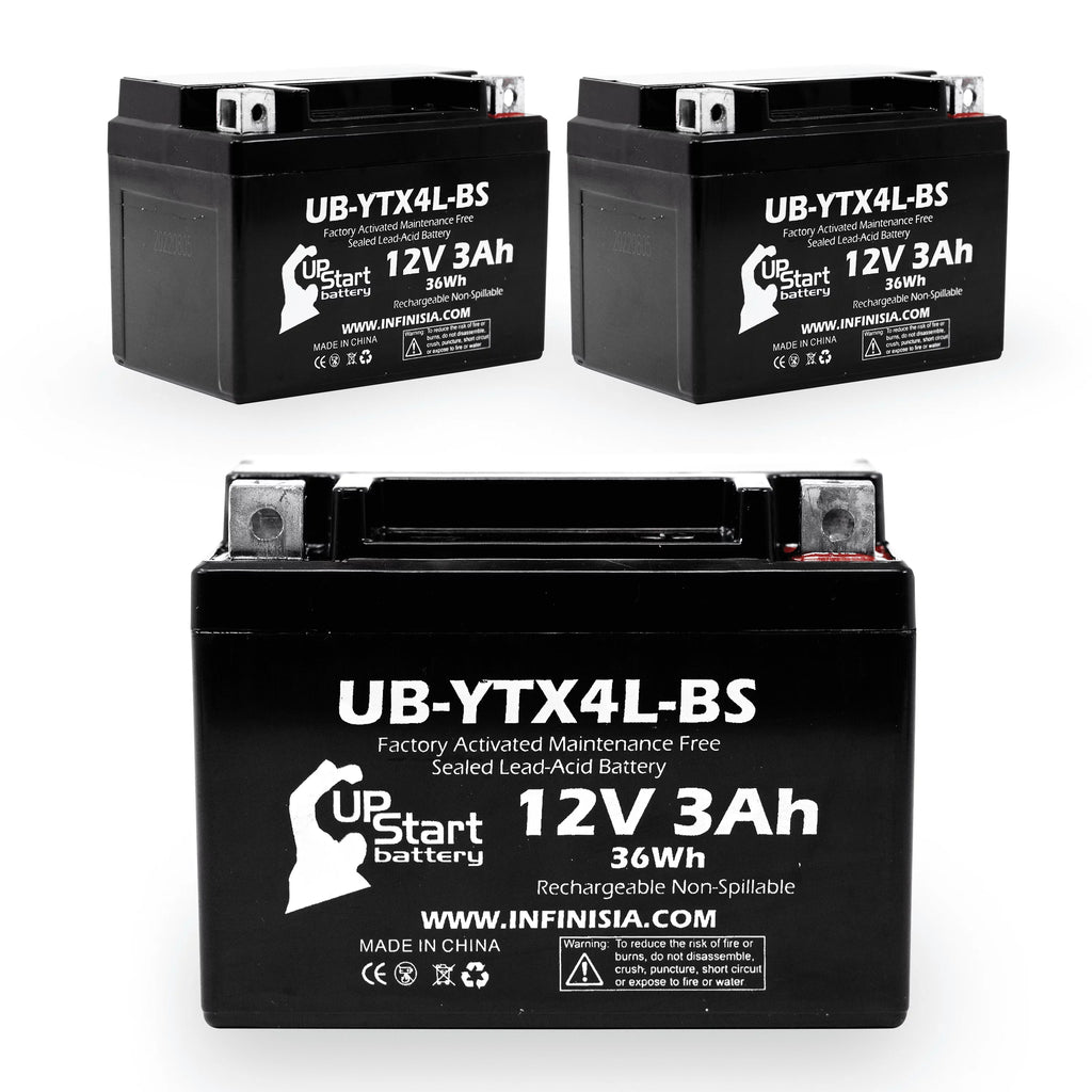DS90, UpStart 90CC - 12V, 3-Pack Activated, 3Ah, Battery Free, ATV 2002 Factory Bombardier UB-YTX4L-BS Battery Replacement DS90F, Maintenance (Can-Am) for Quest