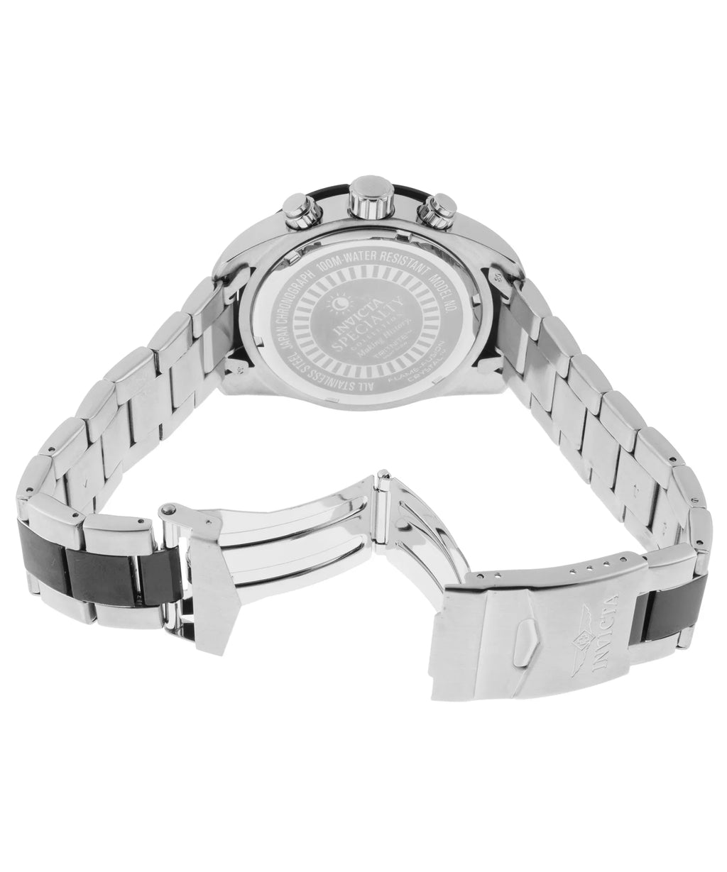Men's 21471 Watch Stainless Bezel Specialty Dial Silver-Tone Black Steel Chrono