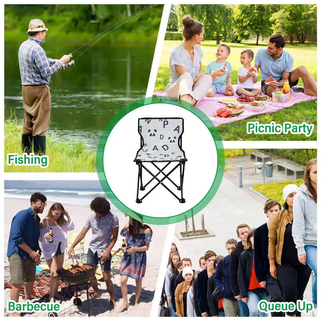 Pandas Chair Fishing and Portable Small Chair with Kids Outdoor for Chair Alphabet Chair Lawn Cartoon Beach Bag Carry Camping Folding