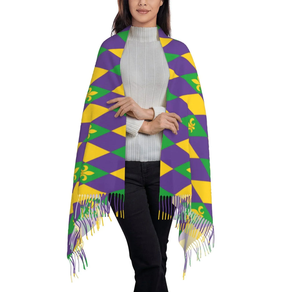 Shawl Print Art Winter Warm Bingfone Large Elegant Mardi Soft For Wrap Women Gras Scarves Feel Gifts- Scarf Cashmere