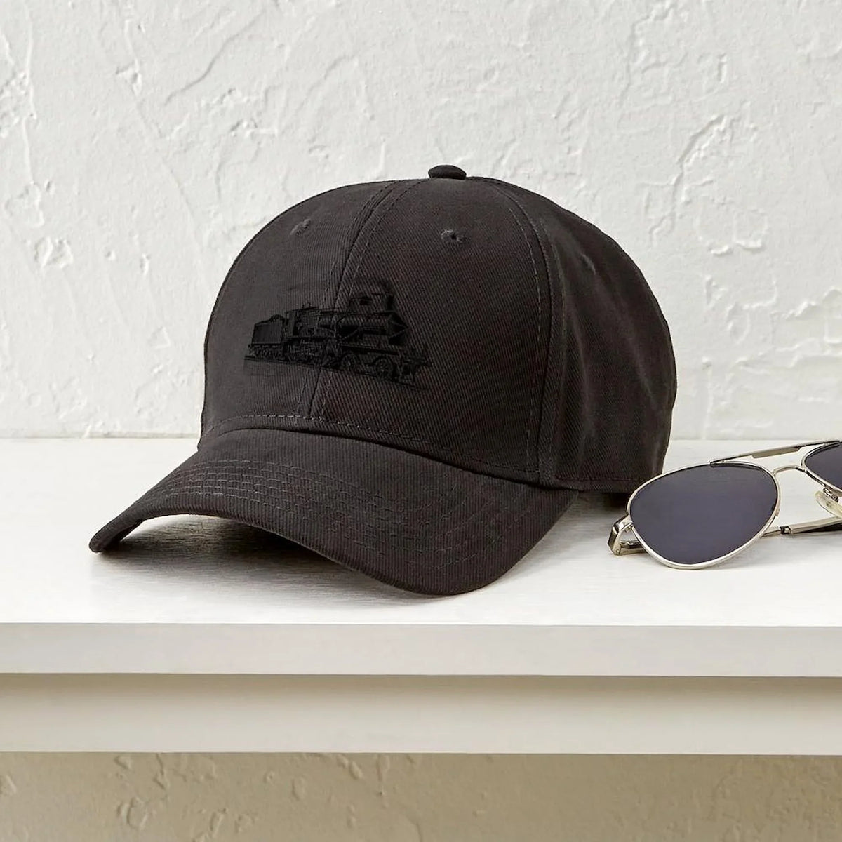 Printed - Black TRAINS CafePress VINTAGE Canvas Adjustable Cap Hat Baseball Cotton - Black