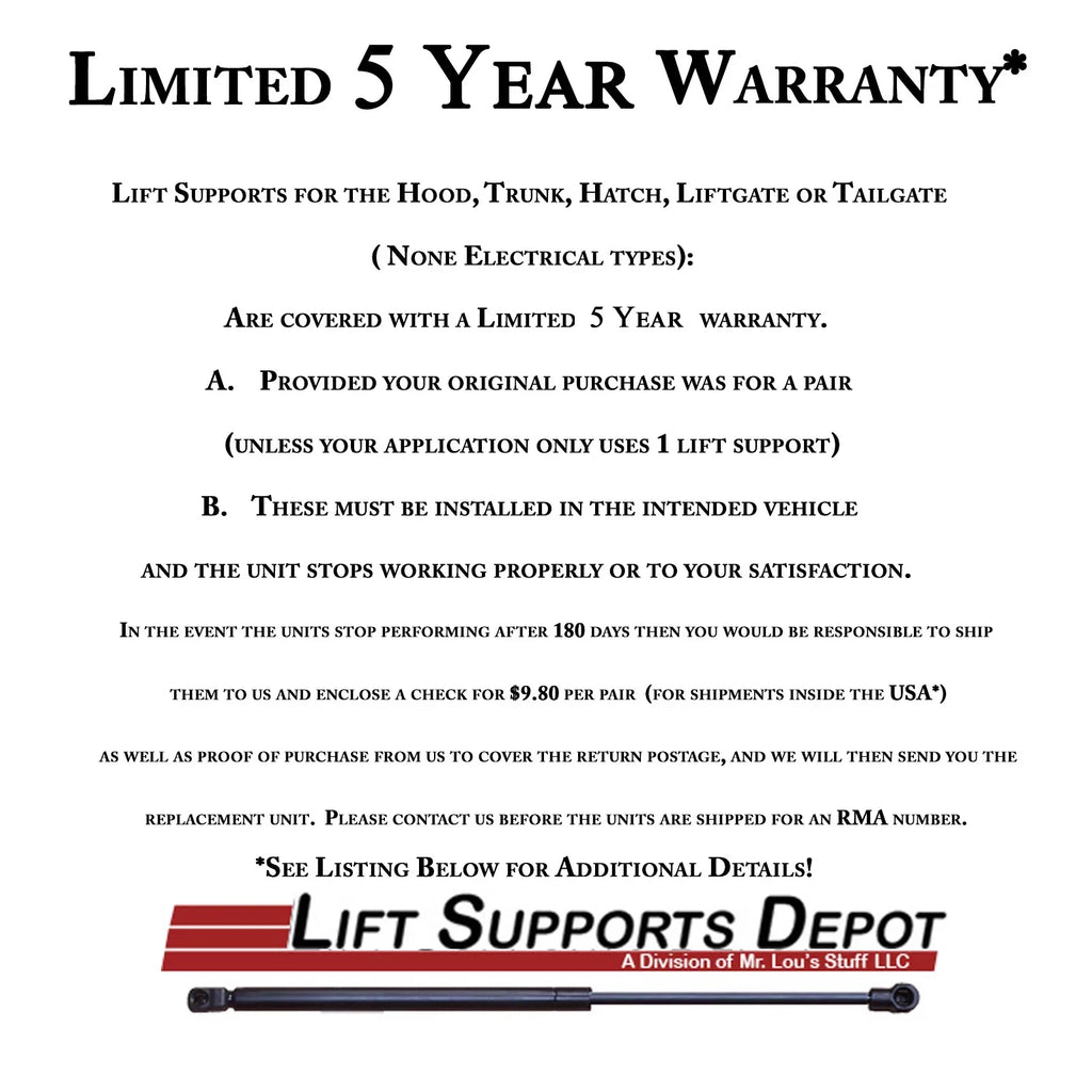 79 to 4686 DODGE Made Fits 2 Spoiler W/ MERCURY by Supports Fits 1983-1986 GRAND Mustang ASPEN, MARQUIS Qty Trunk Strong Arm 93 Lift select: 1976-1977