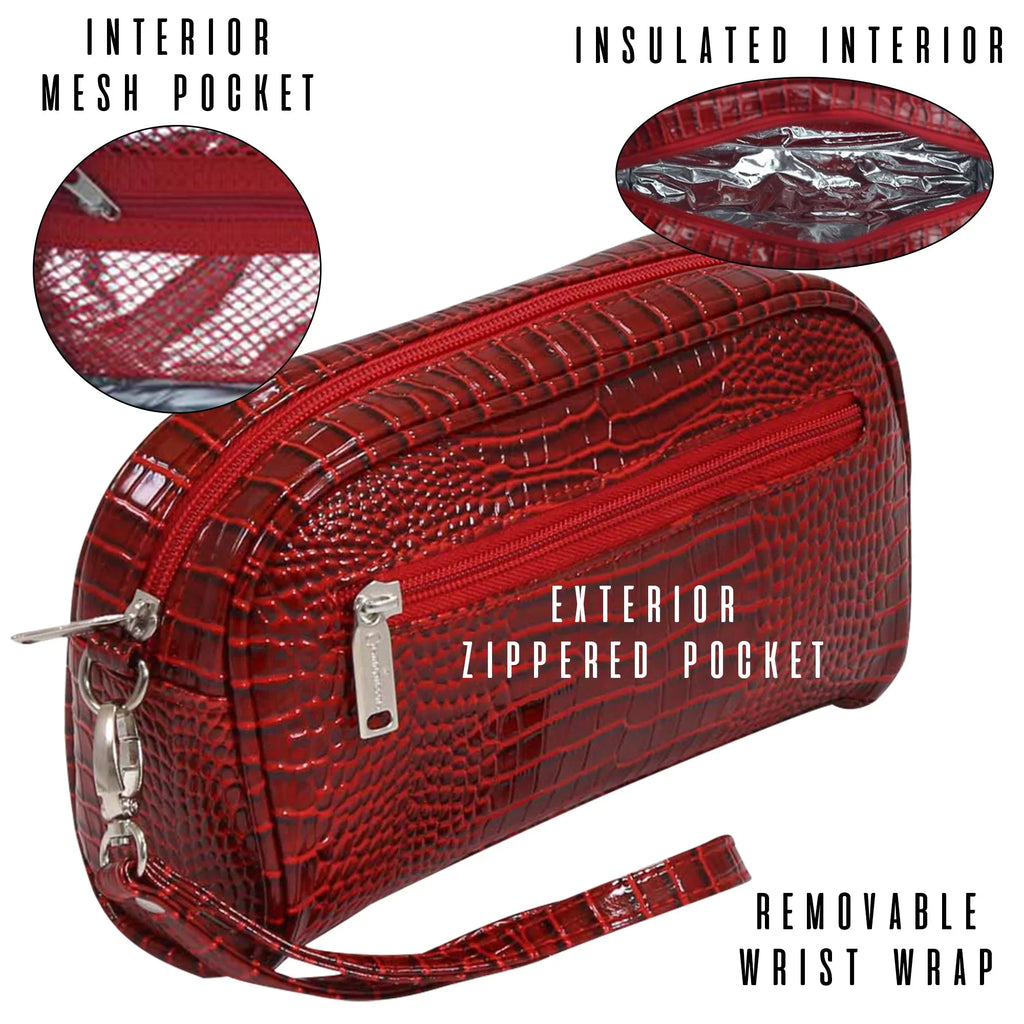 7666-PK Reptilian Margarita-Insulated Removable Cosmetics Picnic Gift Pink with Bags Wristlet,