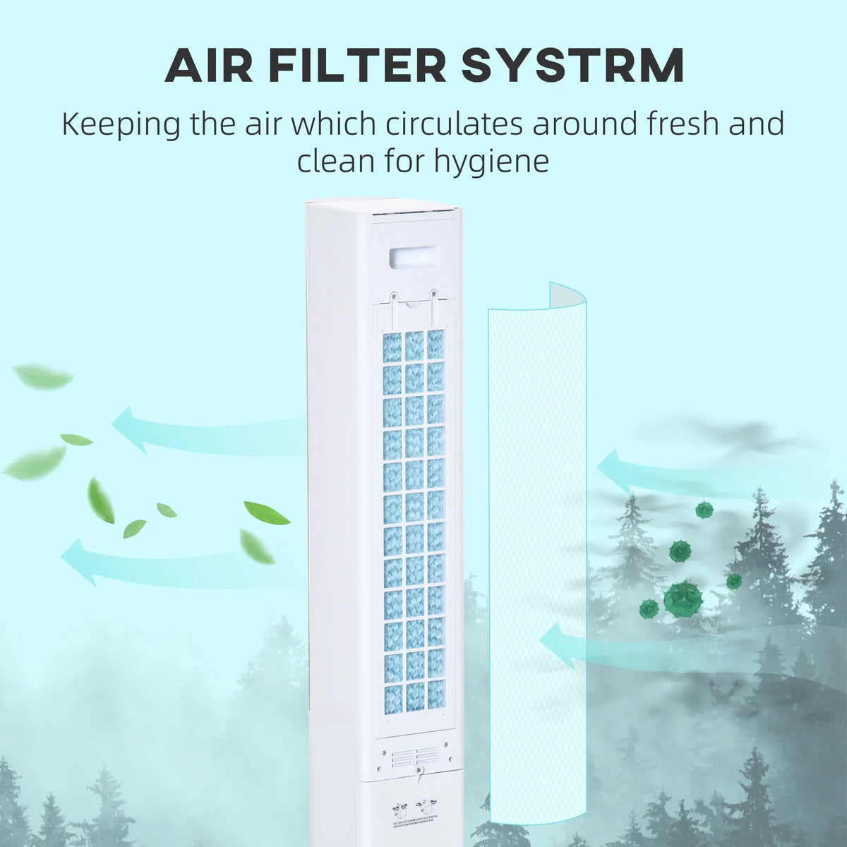 Speeds, 42" Humidifier 3 3-In-1 Air Modes, with HOMCOM Ice Control LED Cooling Fan Tower and Oscillating Timer, 3 Remote Evaporative Cooler Office Display with for Home