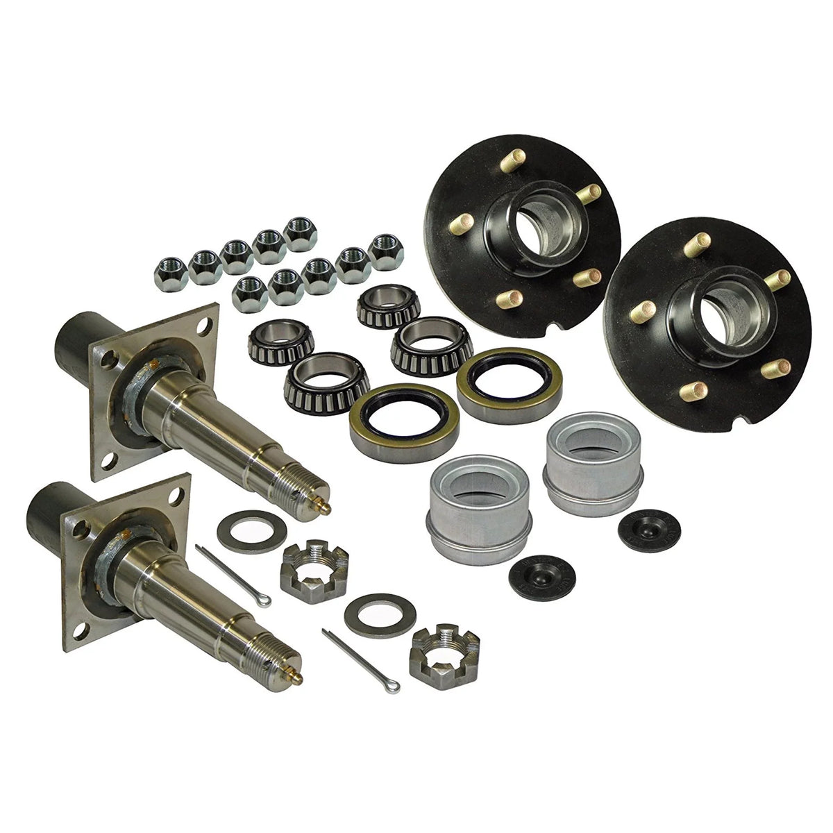 to Includes 1-3/8 Pair Spindles Inch &amp; 5-Bolt (2) Inch 1-1/16 on - Hub Inch 4-1/2 Trailer of Assemblies Bearings Tapered Flanged,