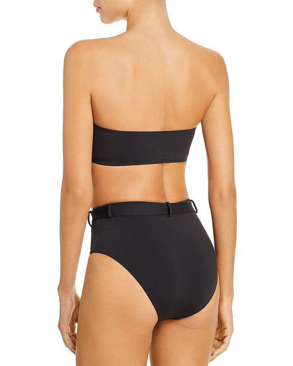 Large Swim Bikini BLACK Aqua High-Waist US Bottom, Belted