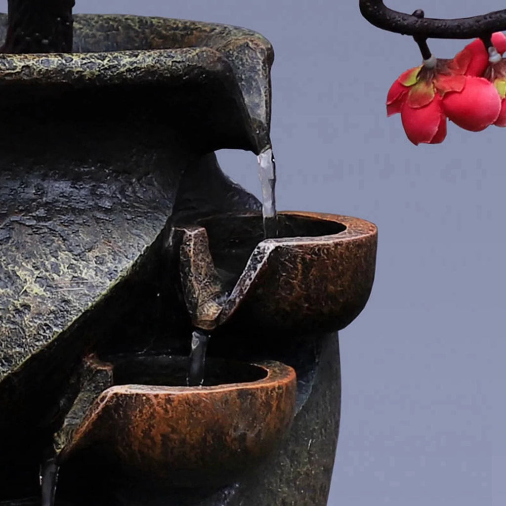 Fountains Gifts Living Soothing Relaxation VaseThree-dimensional Fountain for Vase Shui Creative Water Flower Feng Decor Craft Simulation room Office Waterfall Tabletop Garden Desk