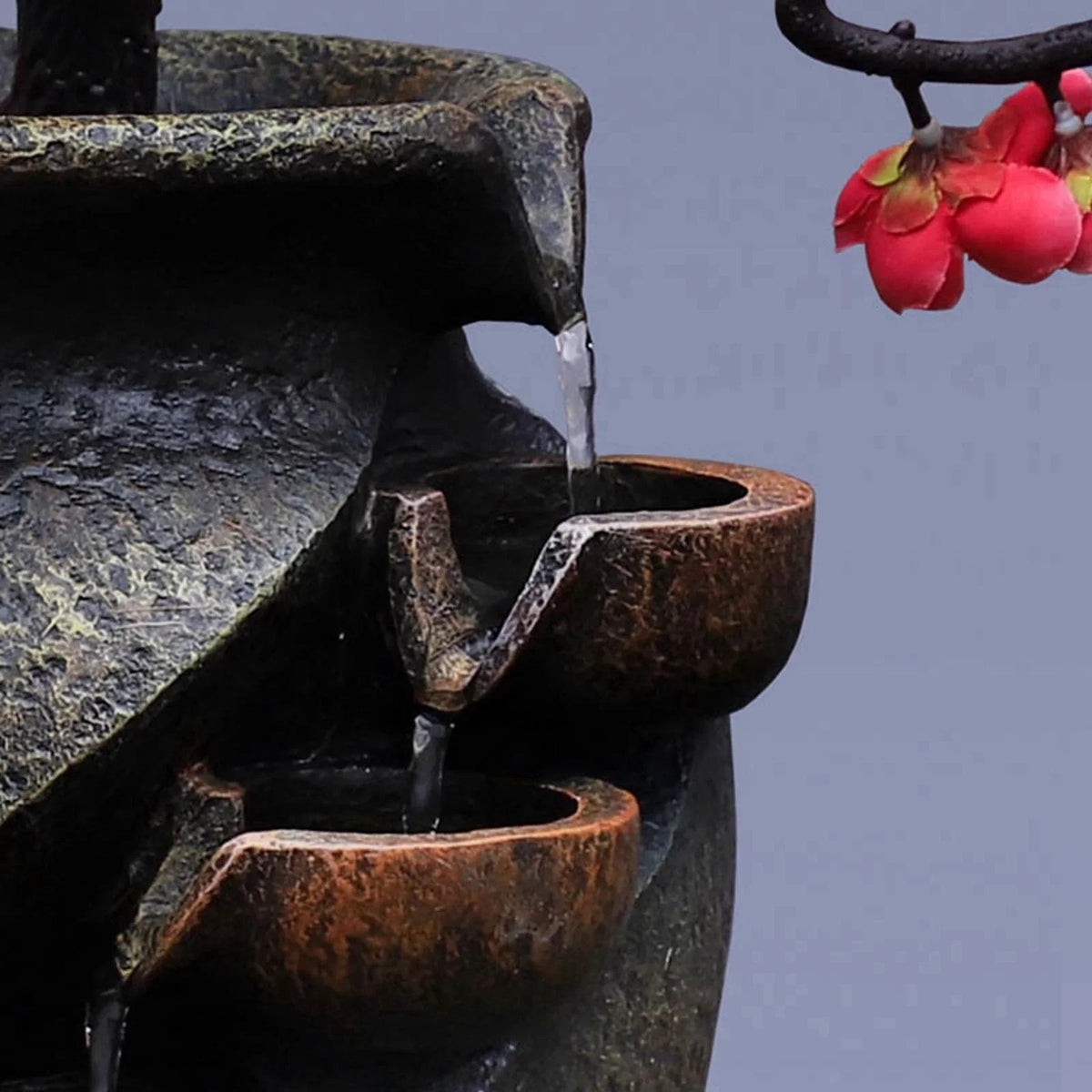 Fountains Gifts Living Soothing Relaxation VaseThree-dimensional Fountain for Vase Shui Creative Water Flower Feng Decor Craft Simulation room Office Waterfall Tabletop Garden Desk