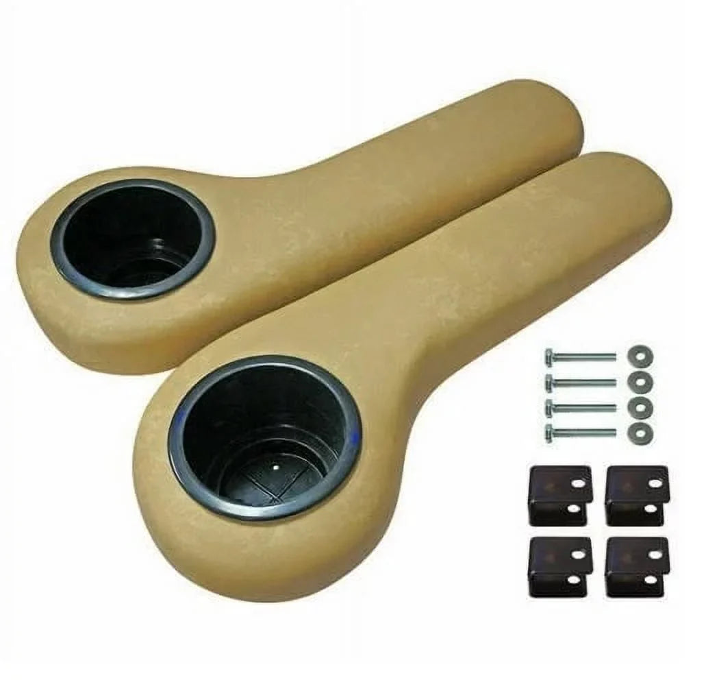 Cart Yamaha Rest fit Arm Rear Car Seat Tan Club Holders Universal Golf Cup EZGO