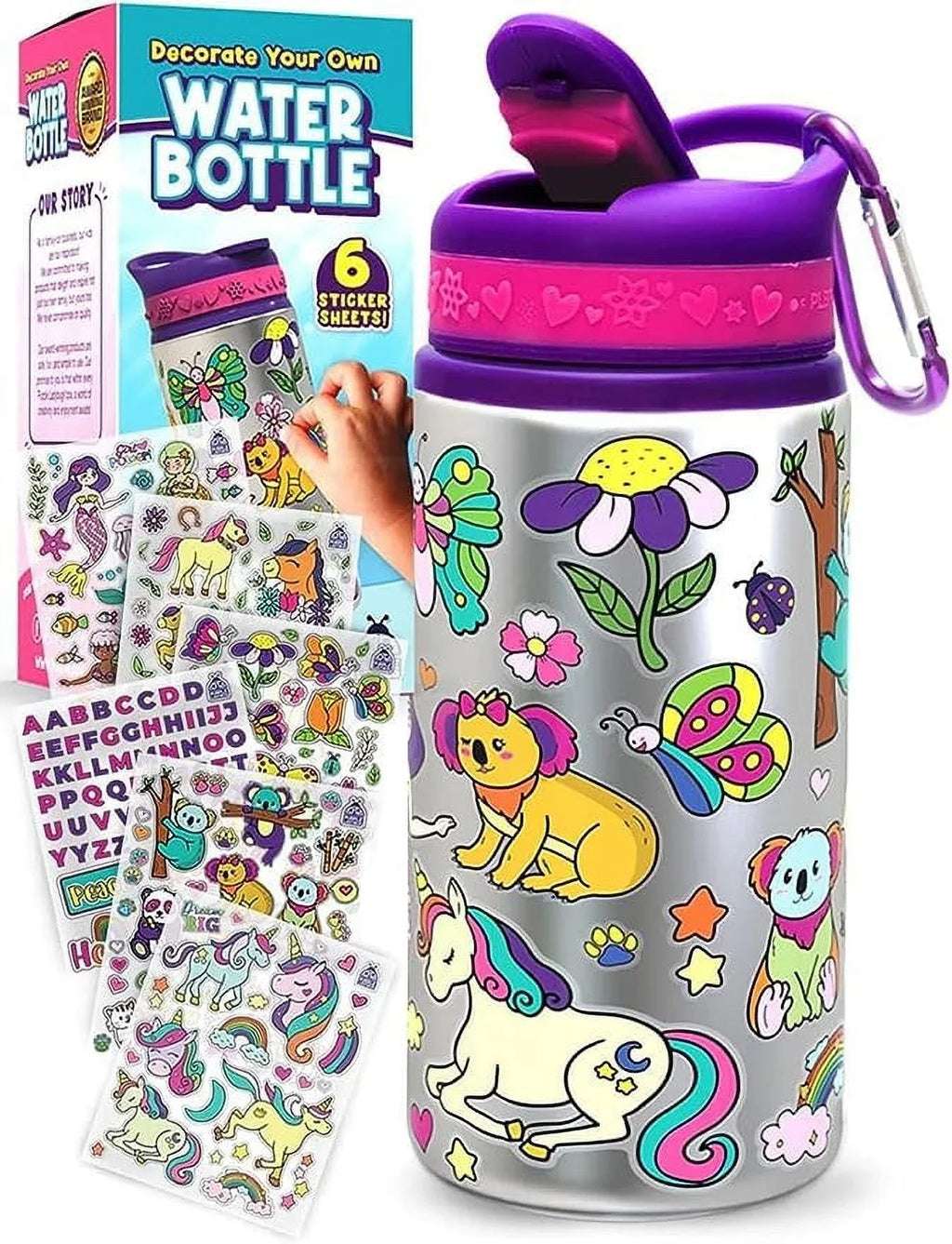 LADYBUG Little 6 DIY - 6 Decorate Crafts Girl, for Girls Your Own 6-8, Kits Ages Fun Age Gift Old Kids for Cool Birthday + Bottle for Girl PURPLE and Water Year Arts Gifts -