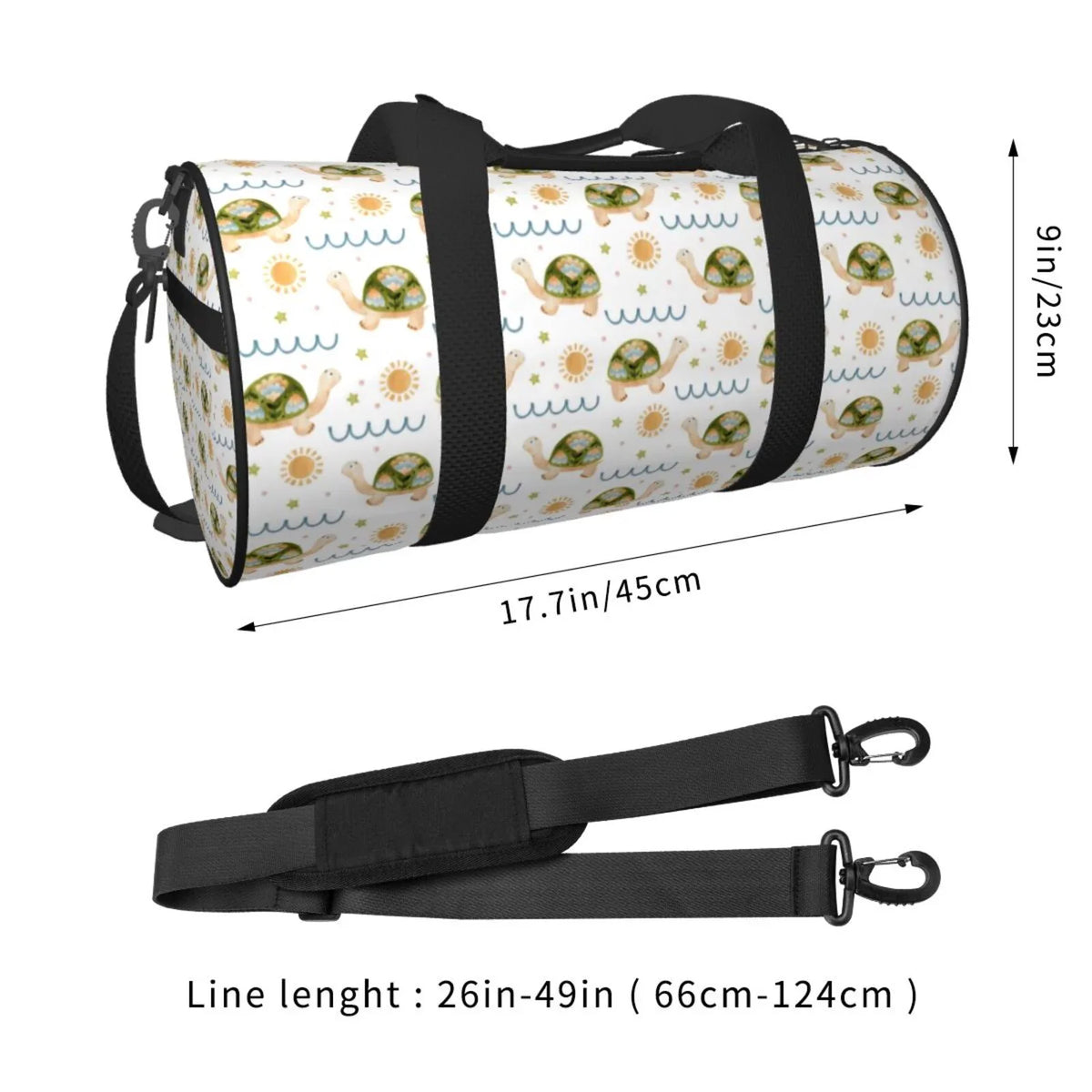 Luggage Large Sports and Pocket Coaee Compartment Turtle Gym Bag in Bag Sea Sun the Capacity Bag Travel Waterproof with Basking Cylinder