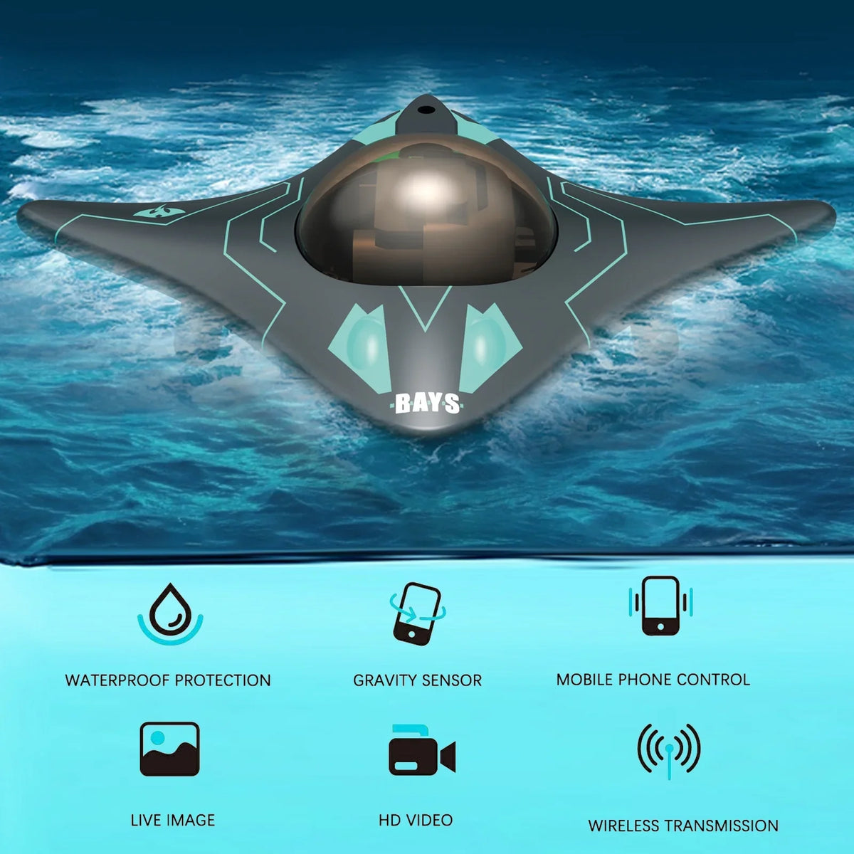 Children Toy Boat Black for Control Remote moobody WiFi
