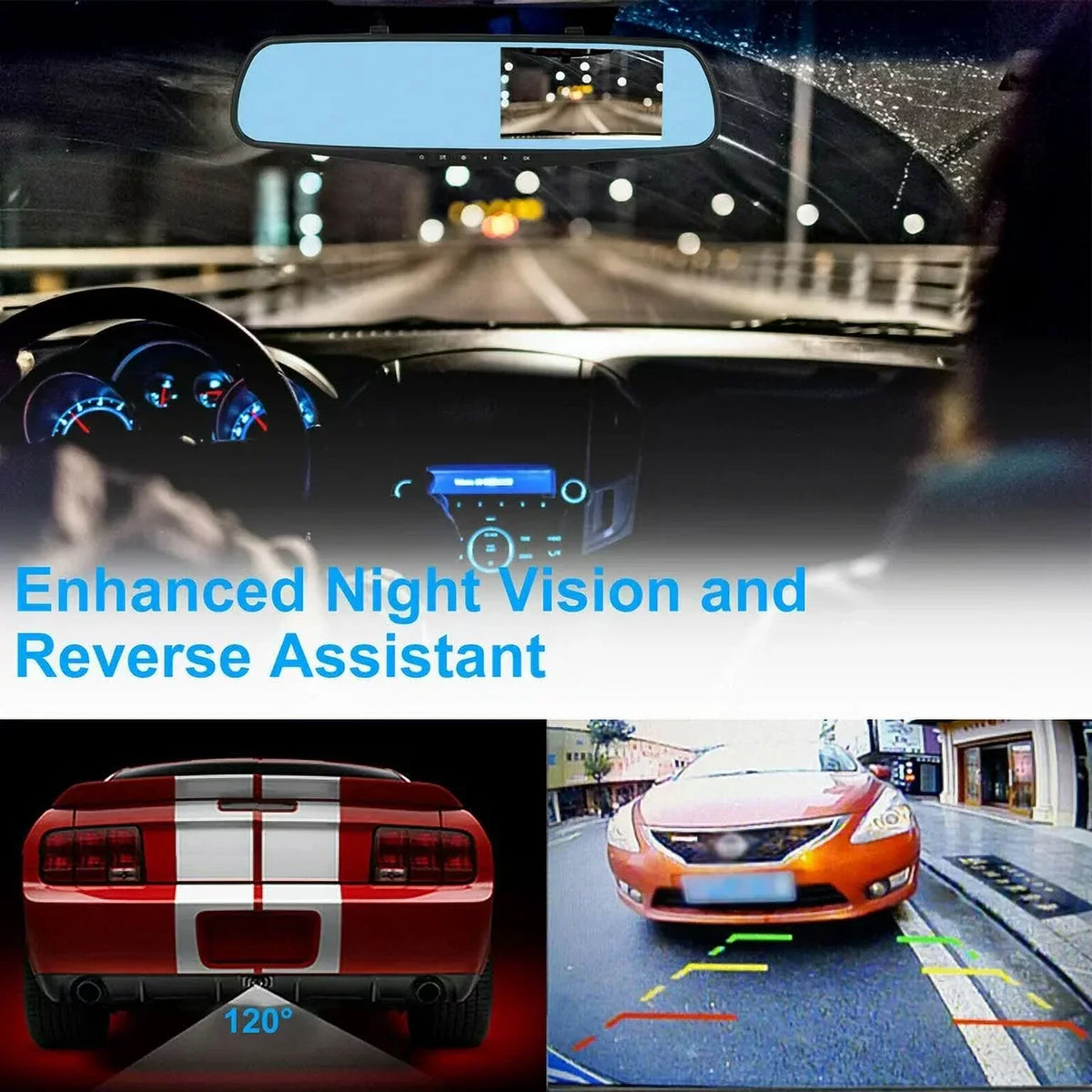 1080P Mirror Car Front Vision,Parking Dual Car 4.3" for DVR Angle Detection,G-sensor Lens Rearview Pack Monitor, Cam Camera Night Cars 1 Dash Cam Rear Monitor,Motion Trucks,170°Wide
