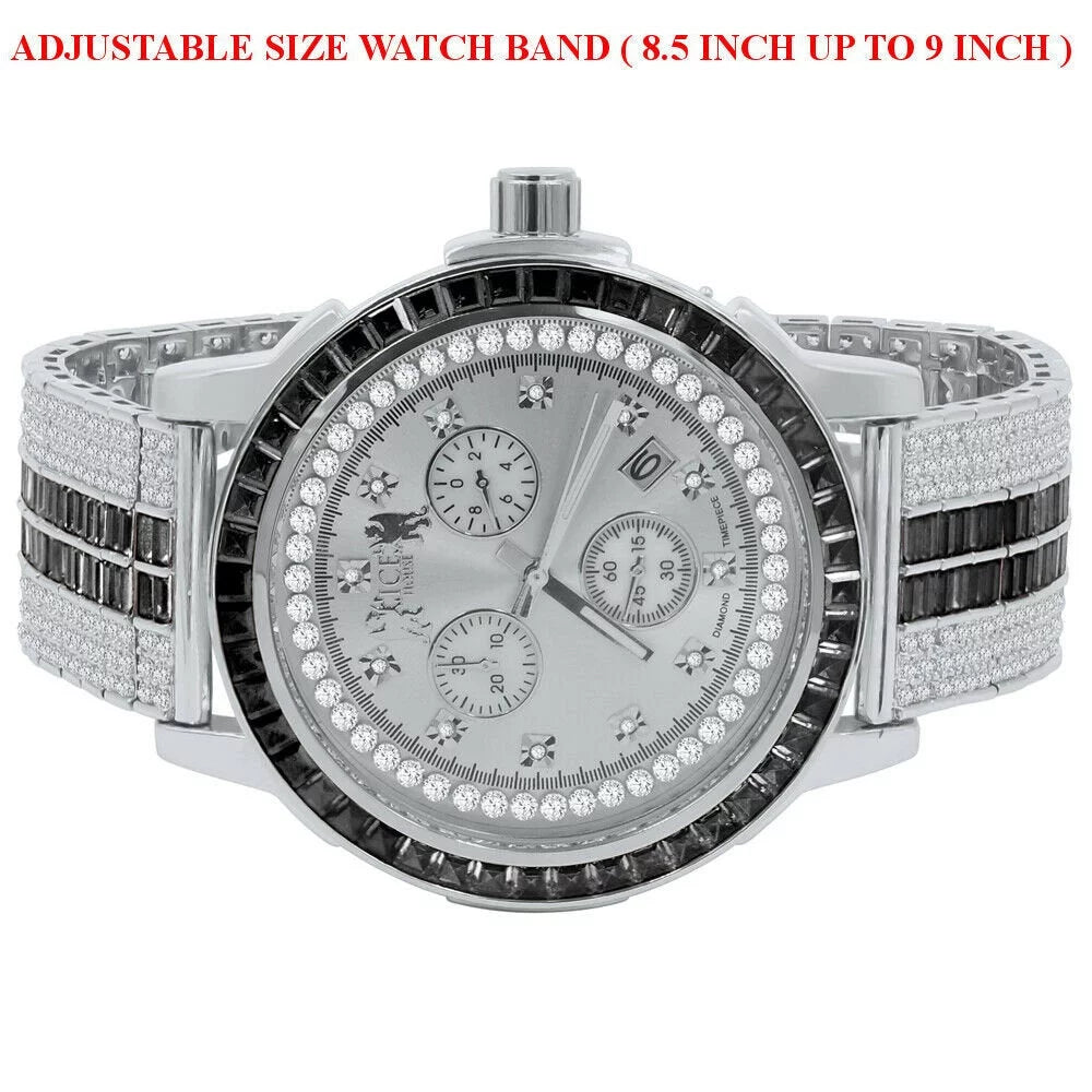 Steel Onyx Real Exclusive Tone 18K Diamond Gold Dial Watch Mens Black Bezel Custom Custom Band Solid