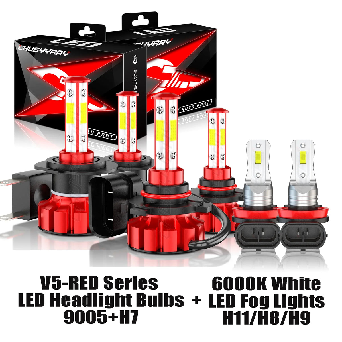 Headlight 2007-2009 H8/H9 Fit 2011 LED Fog 6X for Kit Bulb Mazda CX-7 9005+H7 2010 High/Low