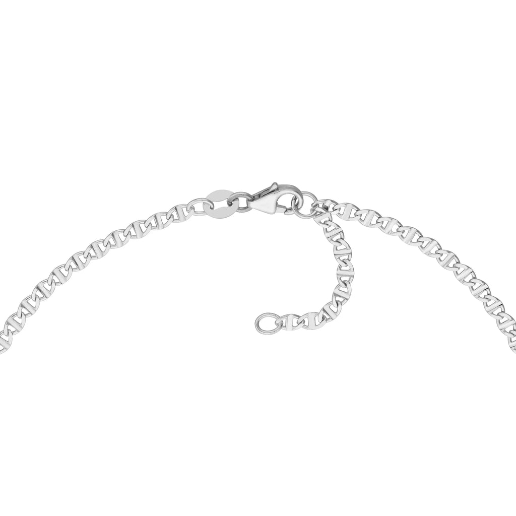 Women's Flat 9"-10" Gold White 14K Anklet Mariner Link 2.20mm Adjustable