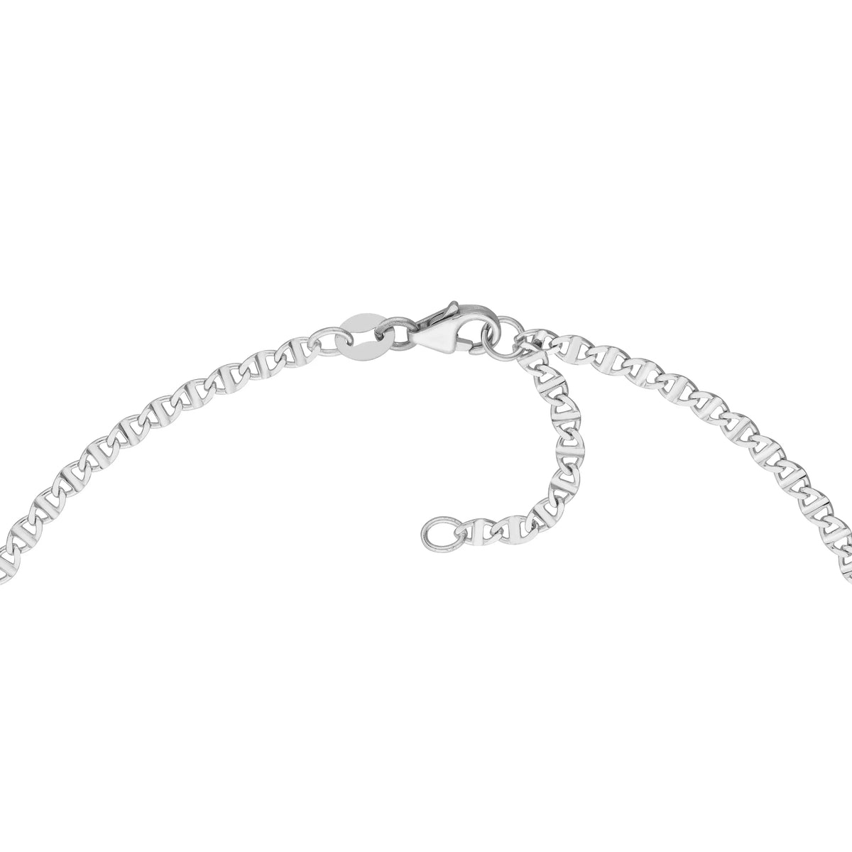 Women's Flat 9"-10" Gold White 14K Anklet Mariner Link 2.20mm Adjustable