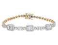 3MM CT Illusion Yellow-White Cluster Halo Set Diamond Toni Gold n Baguette wristband 7" 1.30