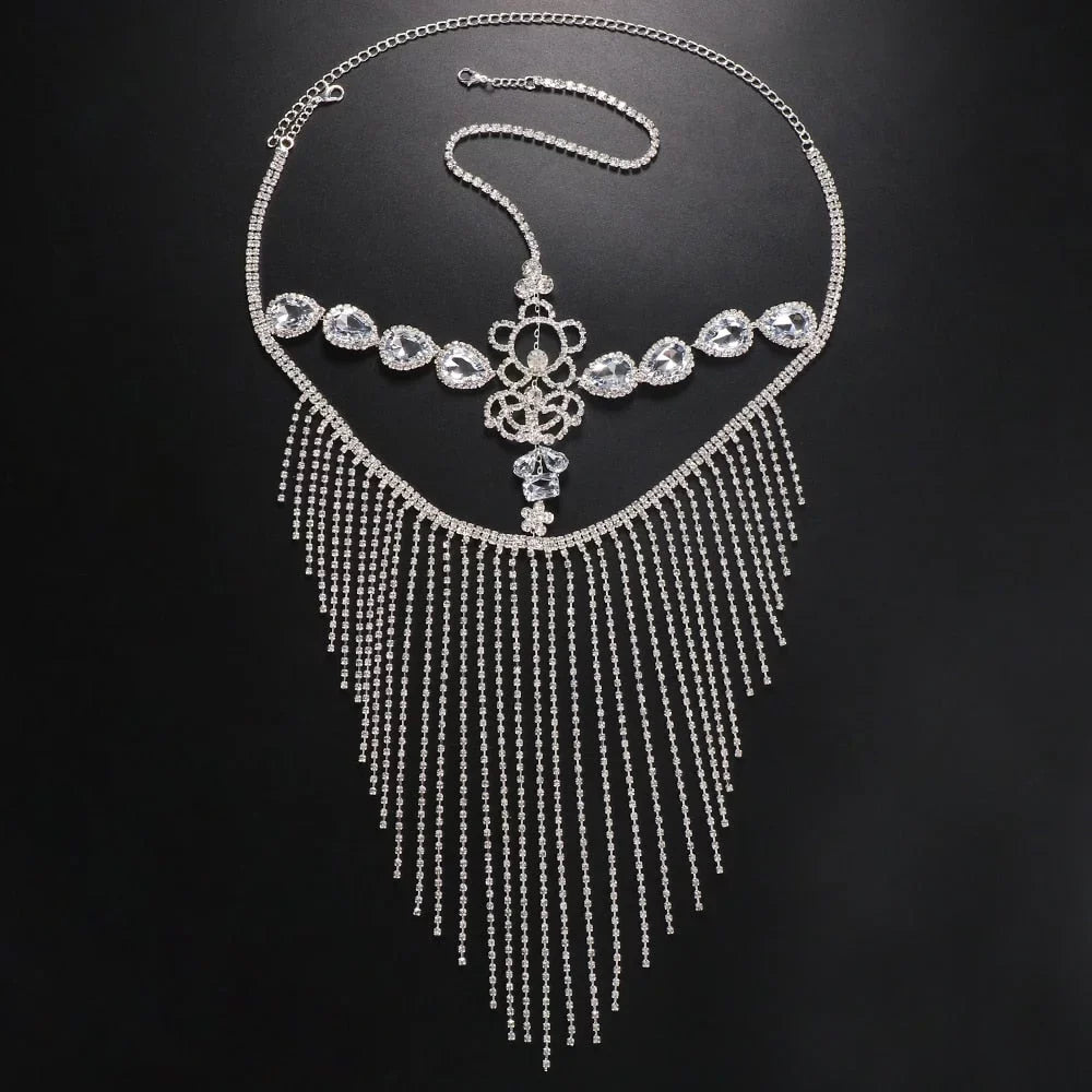 Mask Crystal Face Masquerade Face Tassel Mask Chain Jewelry for Party Rhinestone Hair Women Halloween