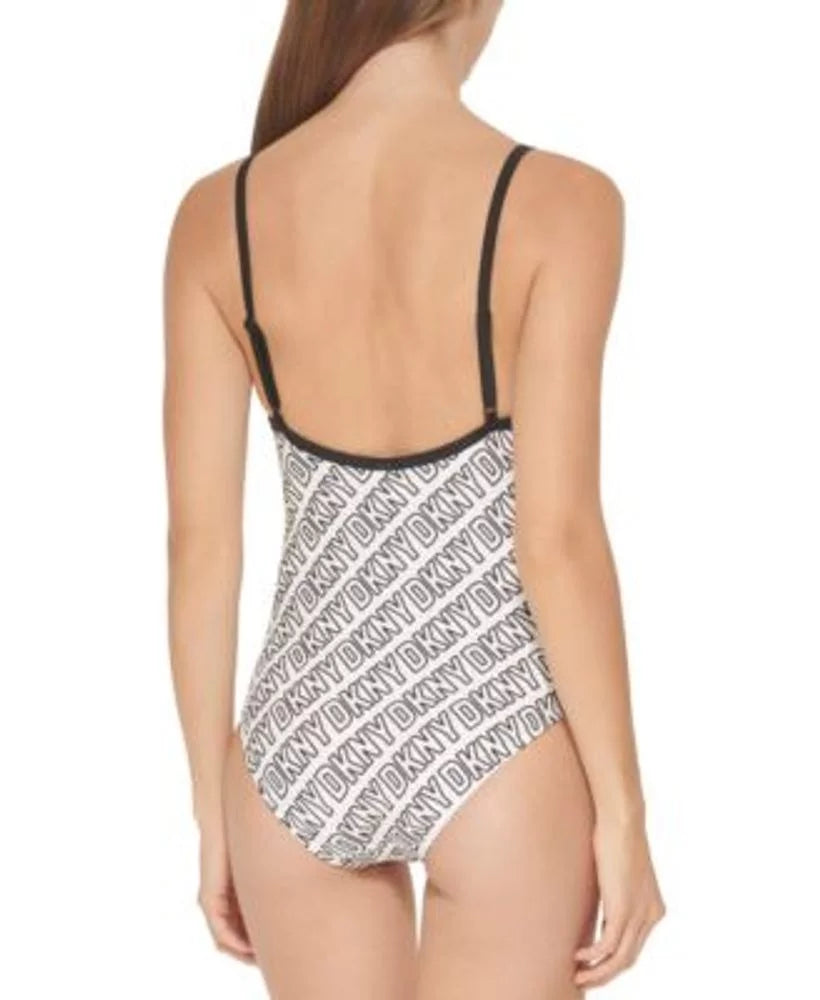Logo-Print US WHITE/BLACK One-Piece X-Large DKNY Swimsuit,