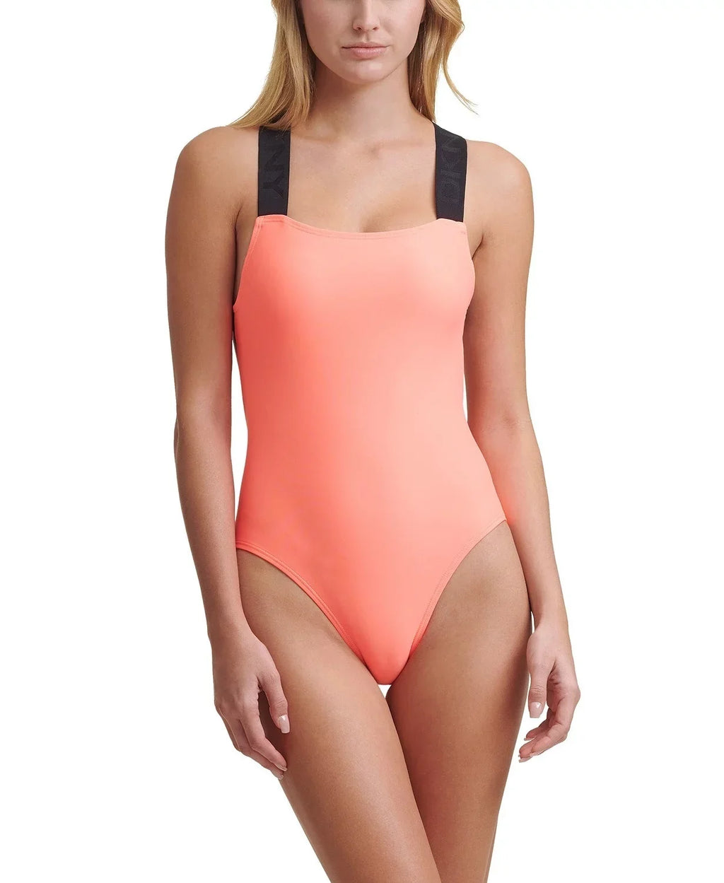 One US Logo Swimsuit, Piece DKNY Small ATOMIC Strap NEON