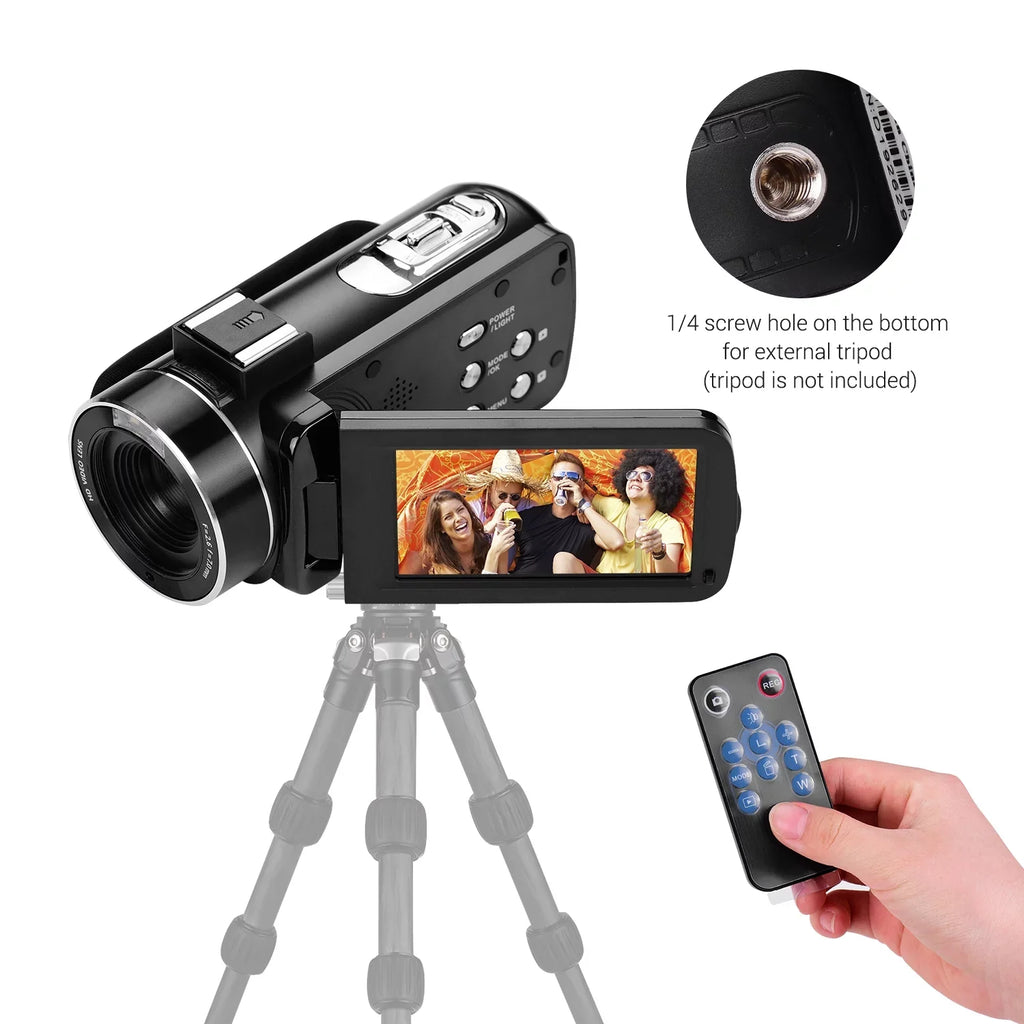 Shoe Andoer Camcorder -Shaking Digital CMOS DV IPS 3.0 Handheld for Sensor Burst Function Inch Mounting Video Hot Microphone with Professional 4K