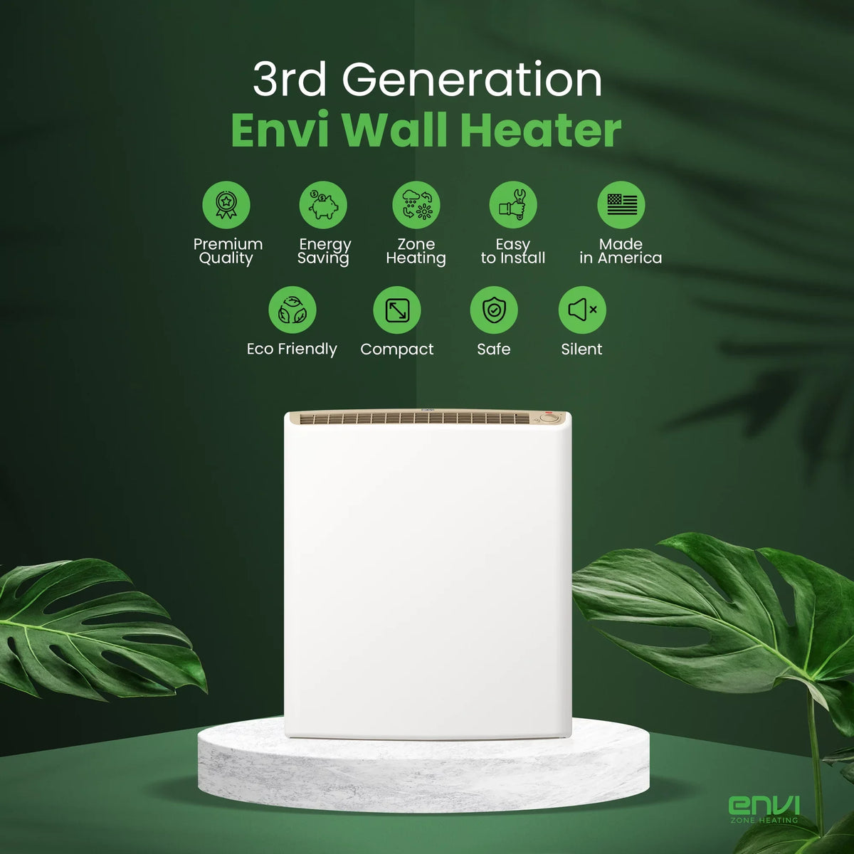Office, Tip-Over Protection, Heater Thermostat Electric Envi Adjustable Garage, Efficient, Comfort-Level Plug-in Wall Panel Great Energy Kitchen, for for Child Safe, Quiet, Bedrooms, Bathrooms, Home,