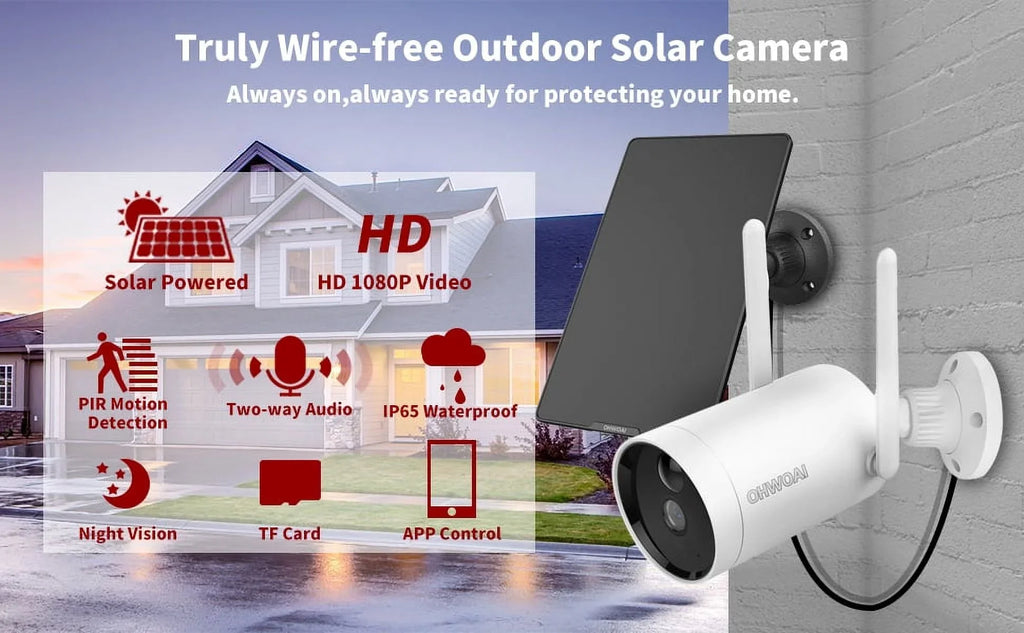 Wireless Detection, 《Truly with WiFi Night Vision Home Waterproof, Camera, Solar Two-Way & Battery Rechargeable Motion Solar Audio》Outdoor Surveillance Security Panel, Powered Camera PIR IP Camera,