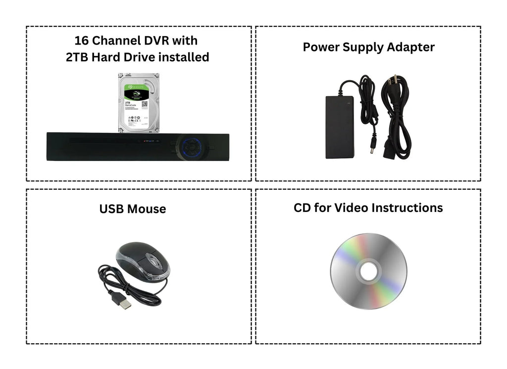 Channel TVI Camera DVR 16 Drive Recorder CVI Definition Hard Evertech Digital Video High Security 2TB AHD Analog
