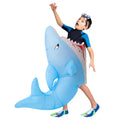 Girl Boy Up Halloween Size Morph Halloween Shark Attack Blue Fish One Kids Blow Costume Inflatable