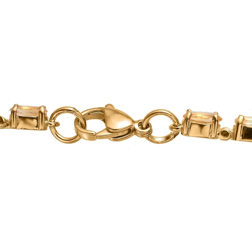 for Size LC 7.25" Ion Gold Women Jewelry 7.38 wristband Steel Shop Stainless Citrine Oval Gifts Ct Plated Yellow Birthday