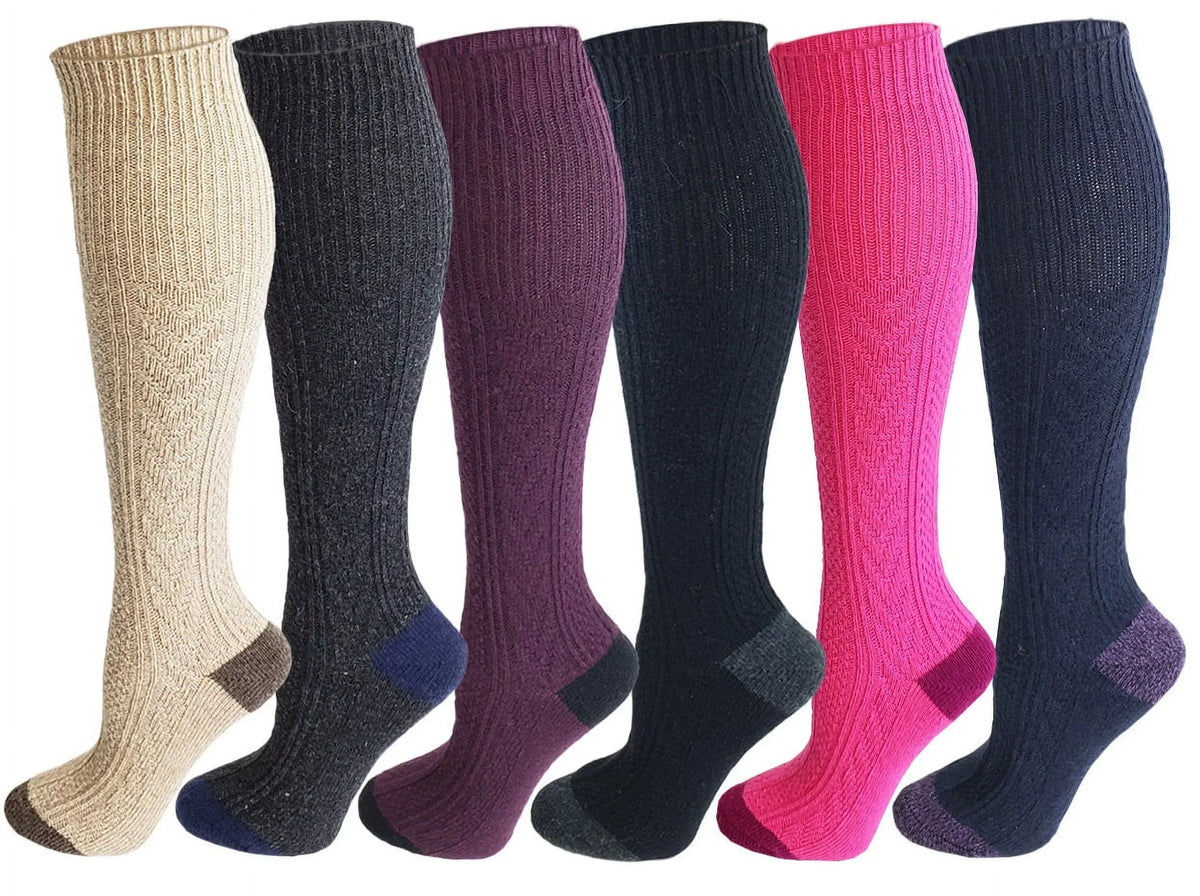 Socks 6 Boot Pairs Women Knee Cable sumona tone two High Winter Knit