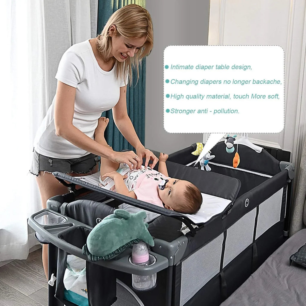 49.6"L Convertible Portable Playpen x - Side Crib 27.6"W Bed Playard, BENTON 29.9"H x Kerrogee TECHNOLOGY Infant Bassinet 5-In-1