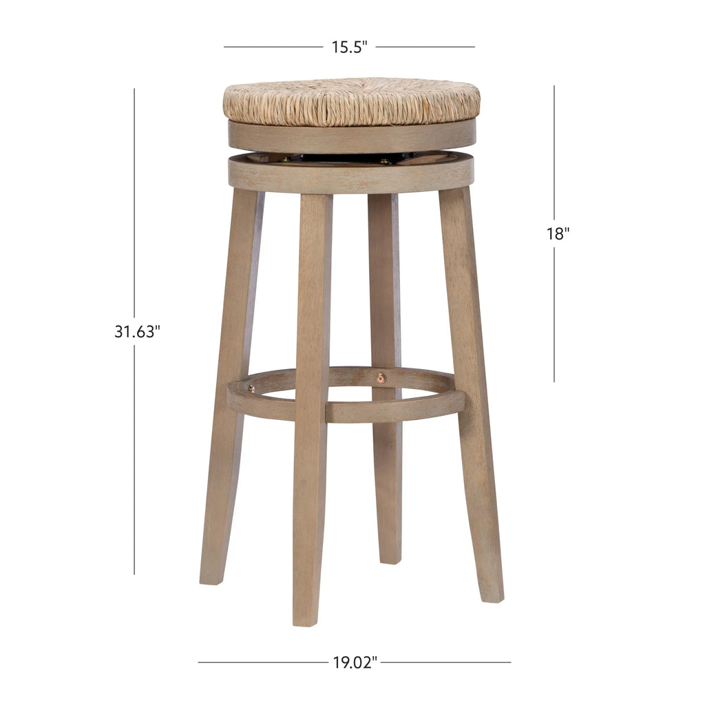 Morgan with Bar Natural Backless with Swivel, Rush 31.5" Natural Stool