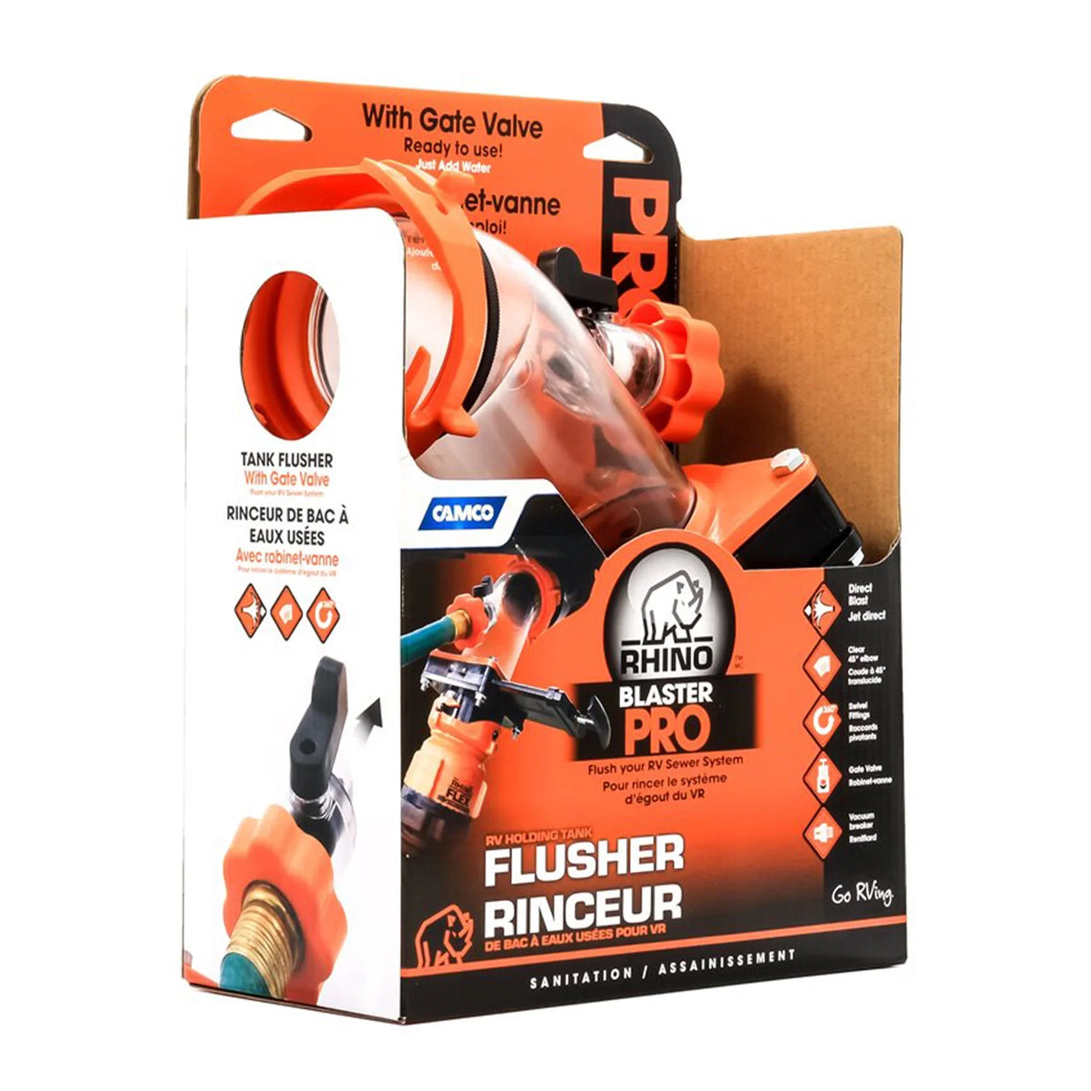 with Rinser Valve Rhino Blaster 39085 Tank Gate Camco Sewer