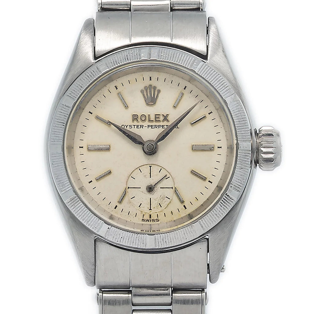 Ladies Perpetual Stainless Oyster vintage RARE Silver Rivet 6505 Dial 24MM