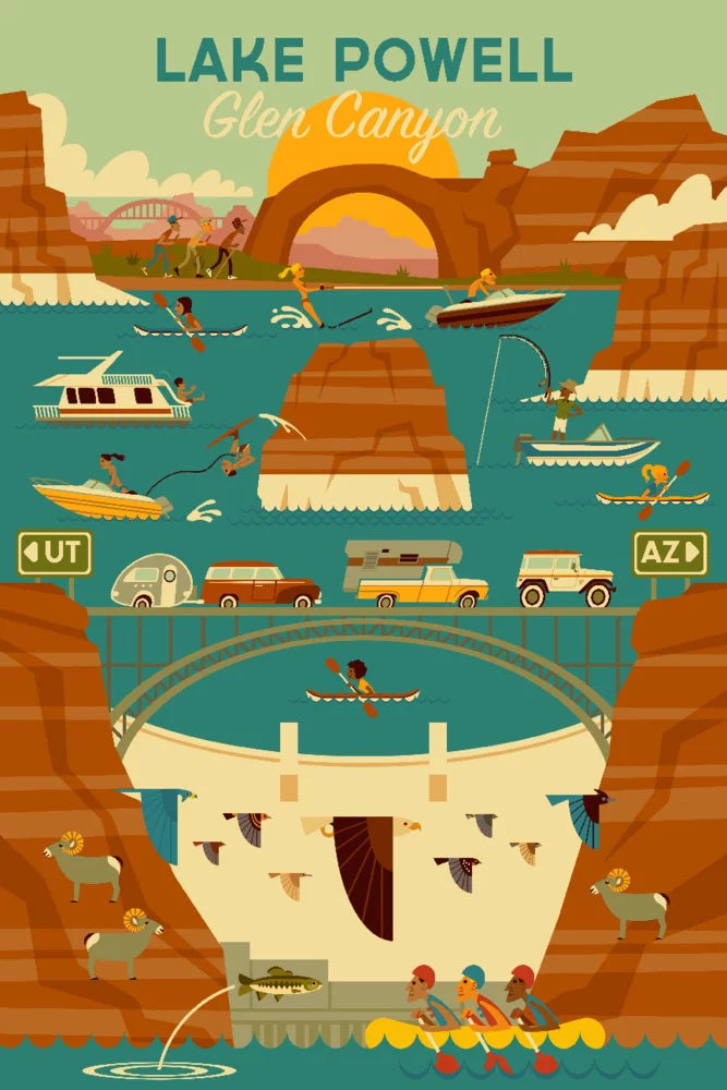 Glen Dam, (19x27 Lake Puzzle USA) 500 Made Piece Canyon Geometric Arizona, Powell, Family, and in Adults Premium for Jigsaw inches,