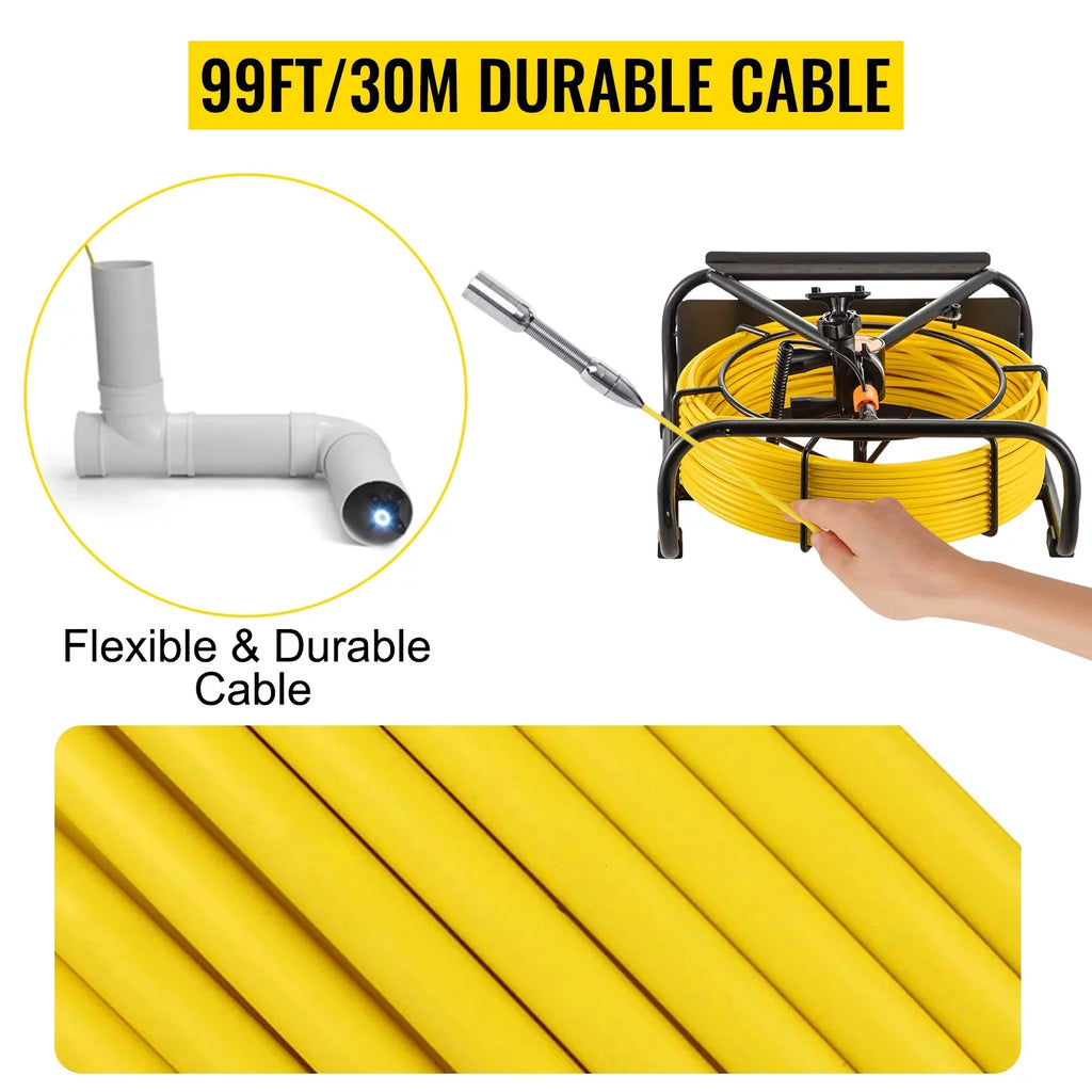 Pipeline 30M Battery, LCD 98.4 Lithium Camera 6PCS Camera with DVR Inspection BENTISM Camera 8500MAH Sewer FT, Monitor TFT Camera, Inspection LED, 4.3 Pipe Inch Function, Duct