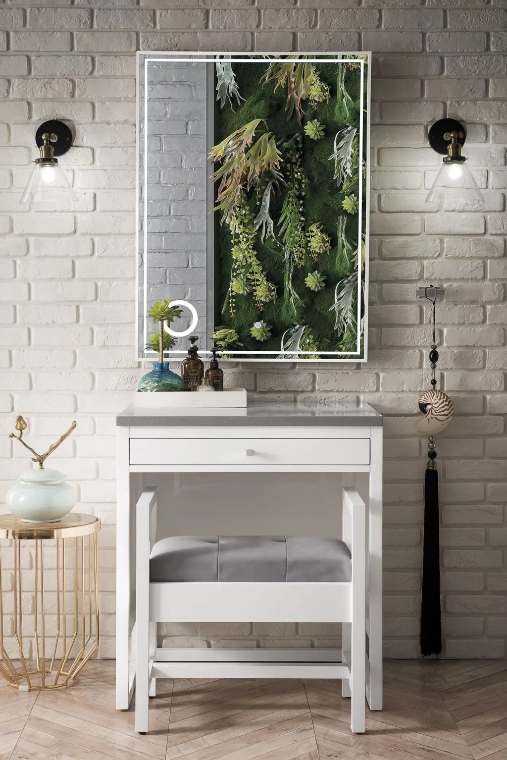 Athens with Glossy Furniture Top, Countertop 30 Martin 3 Quartz CM Expo Grey White Unit James in.