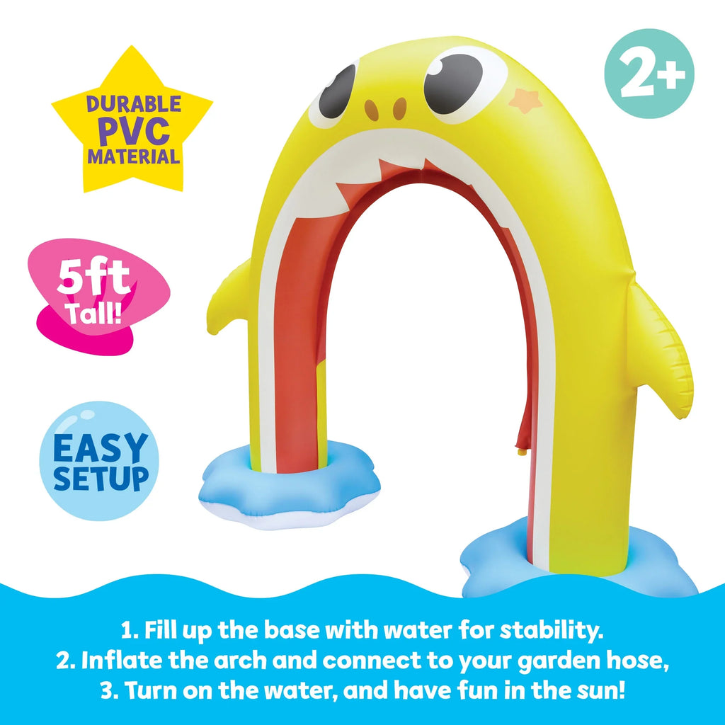 Rainbow Summer 2+) Pinkfong Shark Fun Baby Arch, Sprinkler Water (Ages 5ft Inflatable Backyard