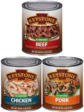 Camping Combo Emergency Cans Long Cans 28oz Shelf Chicken Ready Food All Pork to 2 Beef, eat Keystone Life (6 - and of Survival Natural Each)