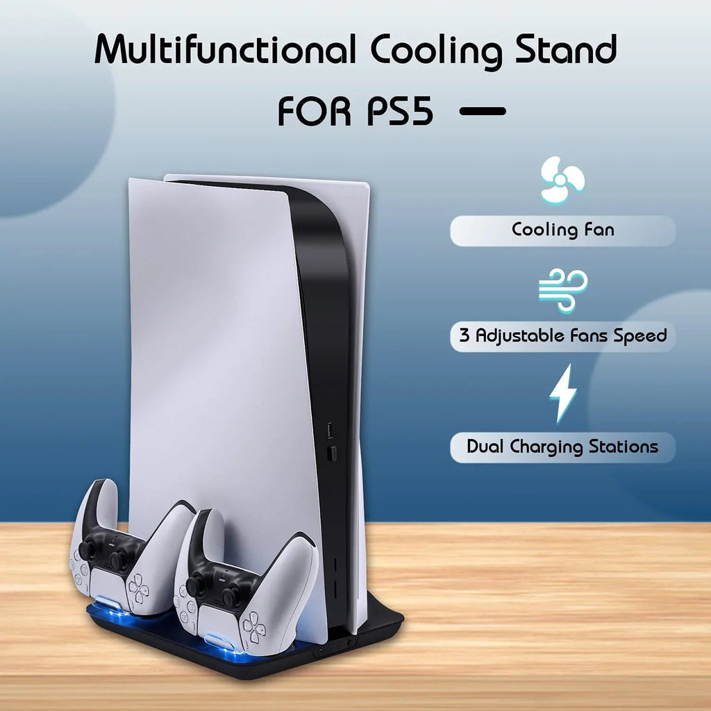Extra Station Digital Controller Cooling and 5 Playstation and Ports USB and with Edition Dock for PS5 Cooler Station Console, UHD Dual for Fan Charger Charging