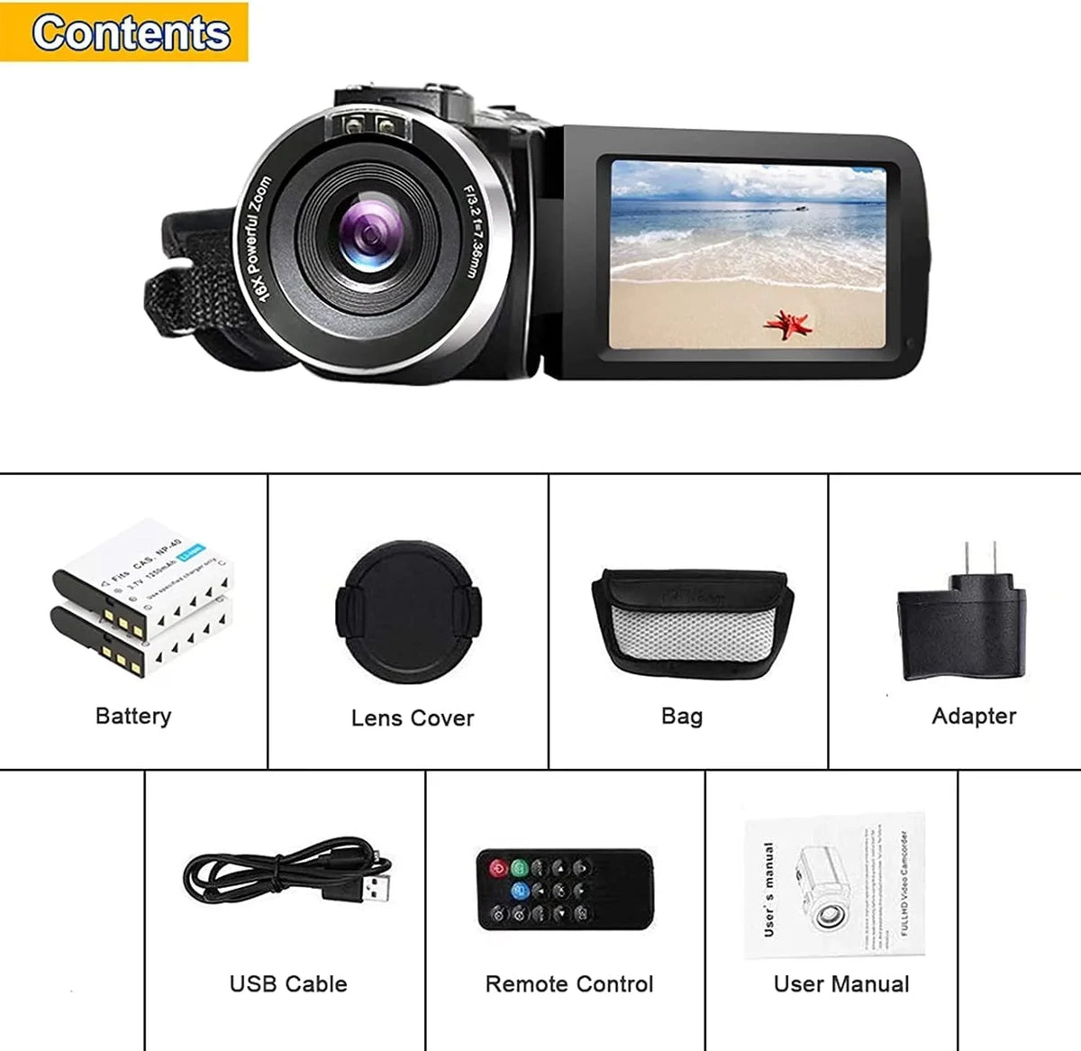 Night Recorder Camcorders 24.0 Control Zoom Screen Camcorder Inch Full Vision Camera 1080P with Remote 30FPS 3.0 IR 2 Camera 16X MP IPS Camera Video Batteries Vlogging HD