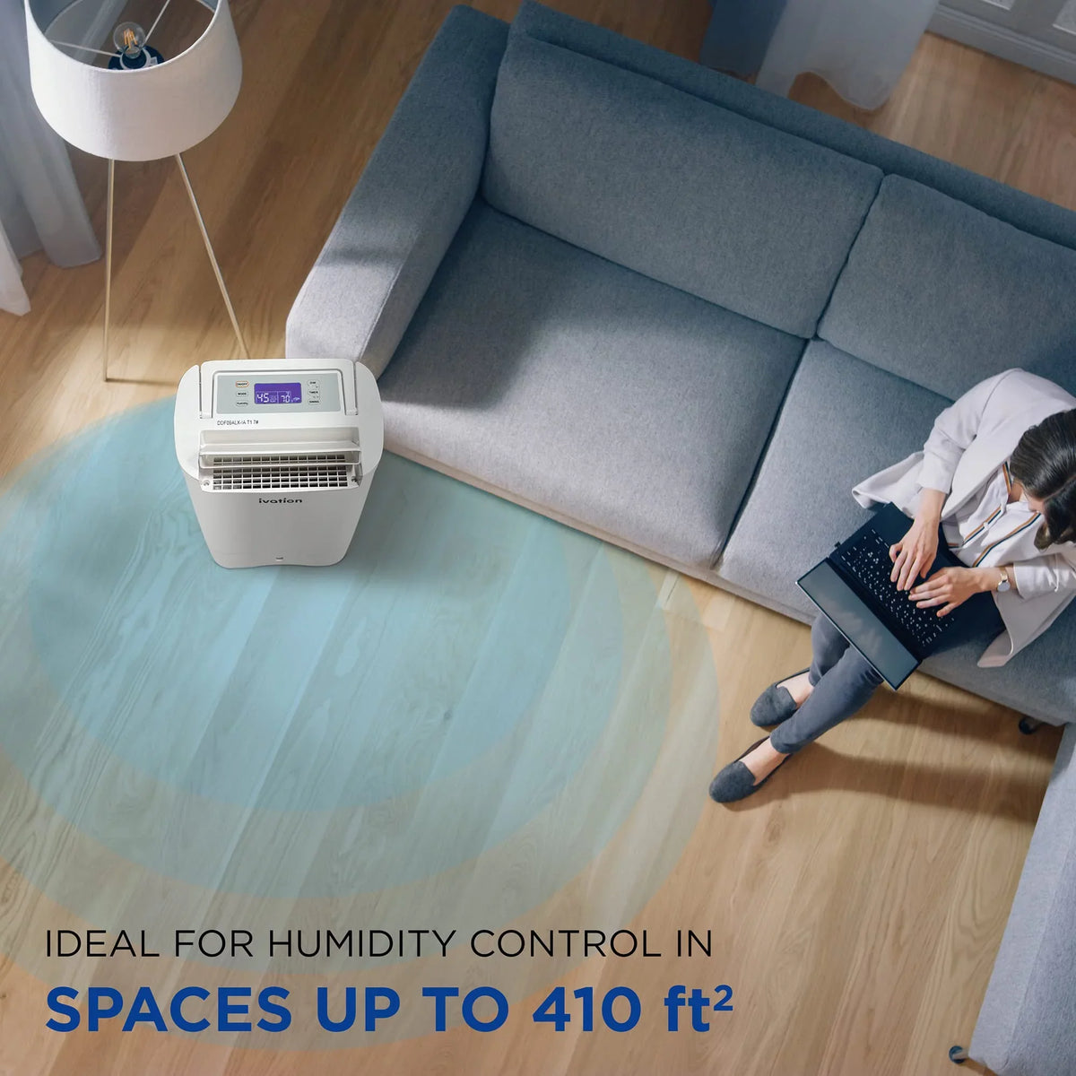 Ivation Wifi 410 Smartphone W/ & Drain Control Dehumidifier 19 Hose Sq/Ft, Pint,