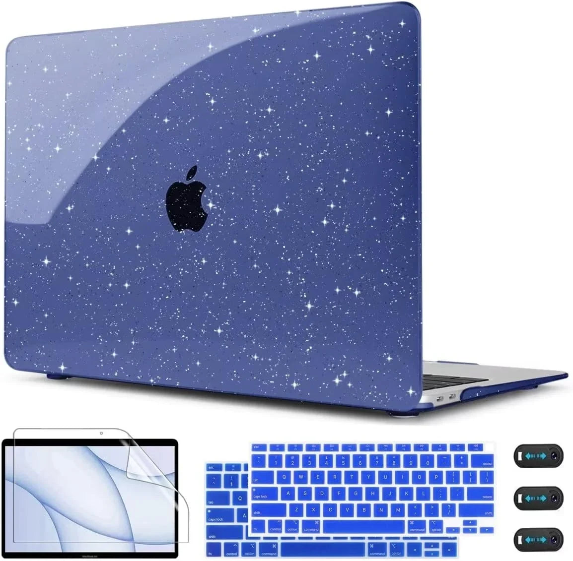 Blue Glitter M1 Chip for Air 2021 2020 Release Case A2337 A1932, Sparkly A2179 Inch MacBook 13 Model 2019 2018