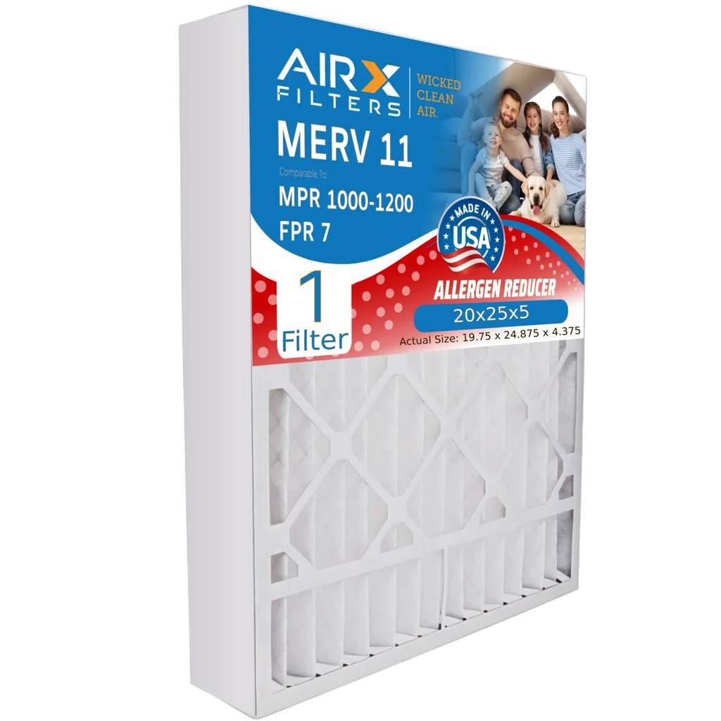 FC100A1037 1000, 1200 Premium Filter AIRX Made Air 7 FILTERS 11 Honeywell 1 20x25x5 USA to FPR MPR Comparable by MERV Filter with Single Compatible WICKED & CLEAN 20x25x5 Furnace MPR AIR. Filter